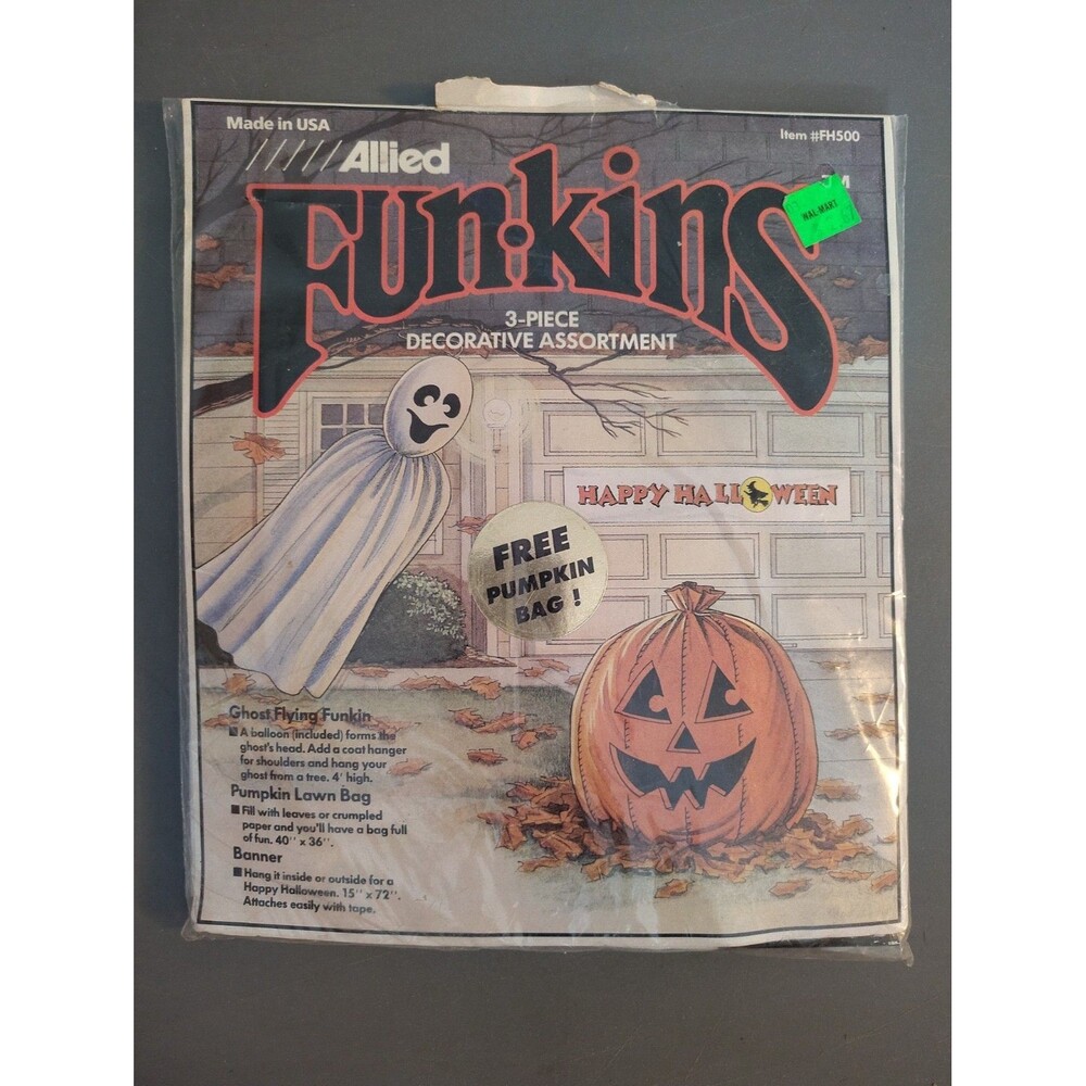Vintage Allied Funkins 3 Piece Decoration Assortment Ghost Pumpkin Banner Set